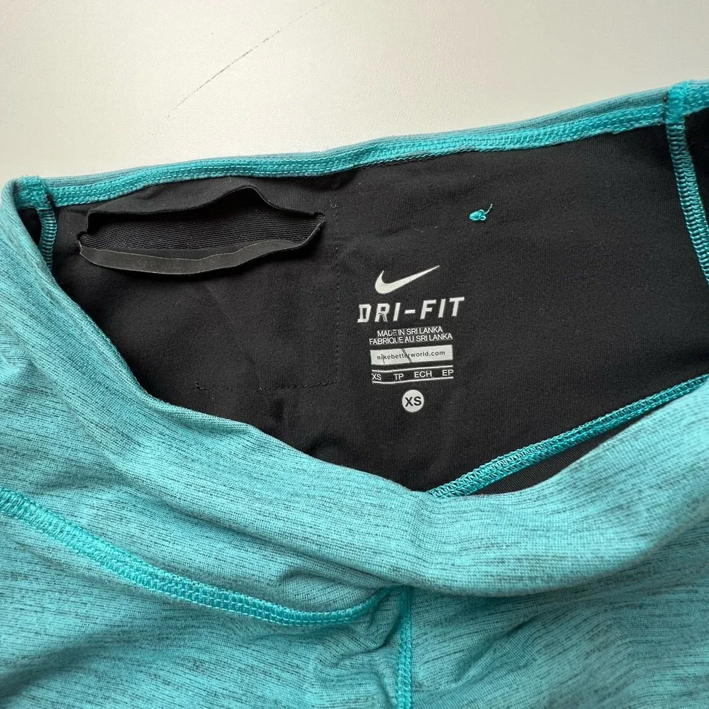 Nike Dri-Fit Leggings Women's Size XS Aqua Black Running Athletic Gym